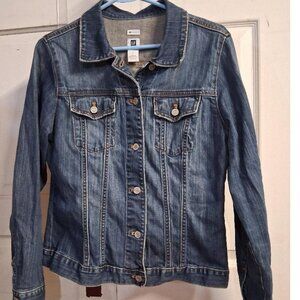 Gap Stretch Womens Denim Jacket Size L Blue Cotton Blend Casual Classic Style